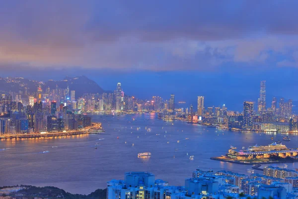 Η θέα νύχτα του Χονγκ Κονγκ στο 2017 — Φωτογραφία Αρχείου