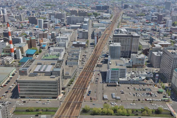 Sapporo, Hokkaido jp havadan görünümü — Stok fotoğraf