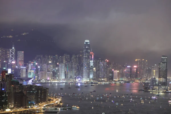 Krásná noční pohled na hong kong — Stock fotografie
