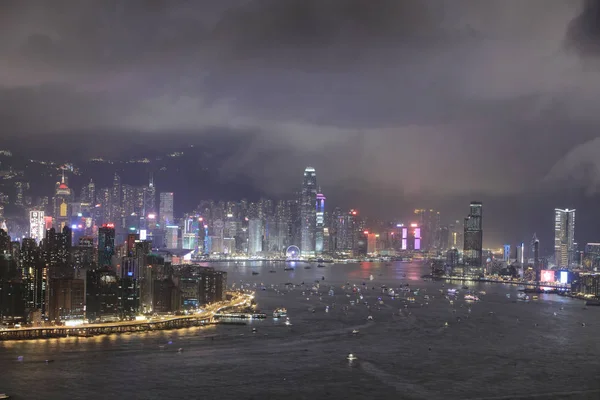 Vista nocturna de hong kong 2017 —  Fotos de Stock