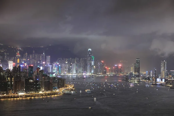 Vista notturna di Hong Kong 2017 — Foto Stock