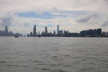 Feribot görünümü hk ve Victoria Harbor kowloon