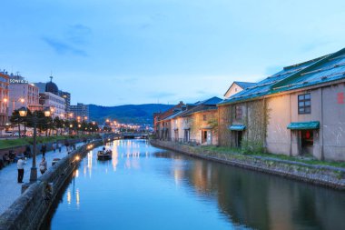 tarihi Otaru kanal, Hokkaido, Japonya