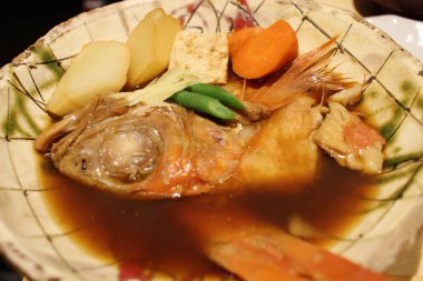 Japon kuyruk Snapper sebze ile set