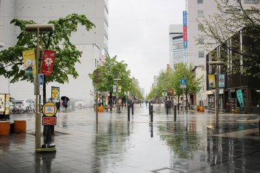 Asahikawa, Japonya şehir yağmur gün 2017