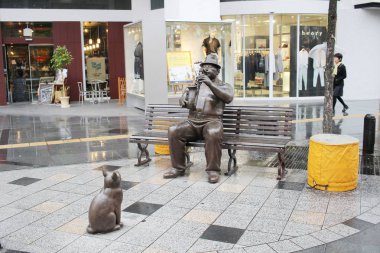 Asahikawa, Japonya şehir yağmur gün 2017