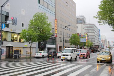 Asahikawa, Japonya şehir yağmur gün 2017