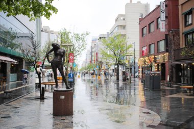 Asahikawa, Japonya şehir yağmur gün 2017