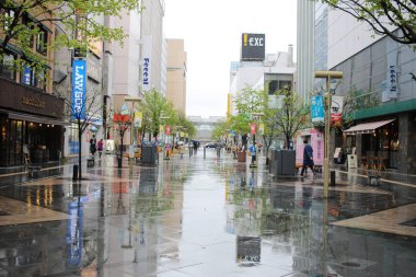 Asahikawa, Japonya şehir yağmur gün 2017