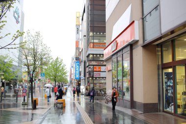 Asahikawa, Japonya şehir yağmur gün 2017