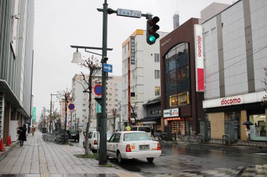 Asahikawa, Japonya şehir yağmur gün 2017