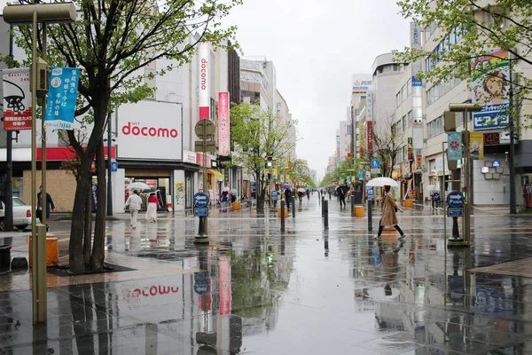 Asahikawa, Japan town regn dag 2017 — Stockfoto