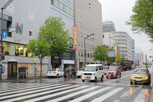 Asahikawa, Japonya şehir yağmur gün 2017