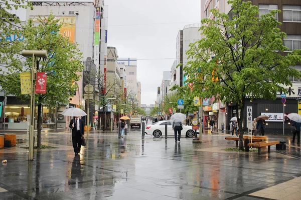 Asahikawa,  Japan town  rain day at 2017 — Stock Photo, Image