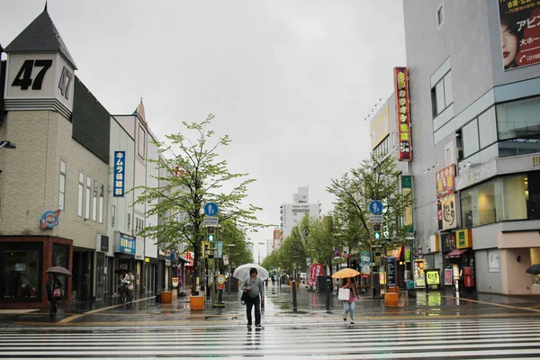 Asahikawa,  Japan town  rain day at 2017 — Stock Photo, Image