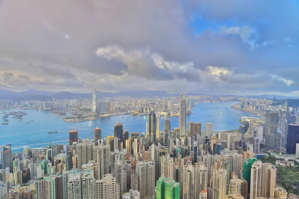 Άποψη του hk από Victoria Peak. 2017 — Φωτογραφία Αρχείου