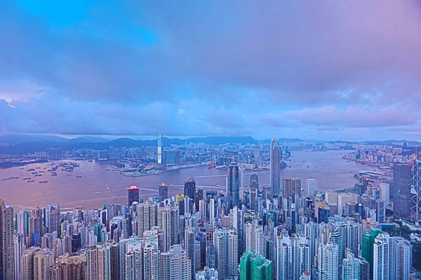 gece Hong Kong Adası iş bölgesi