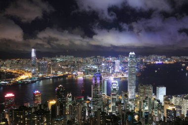 Hong kong Adası, victoria Limanı, gece
