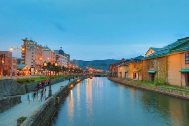 tarihi Otaru kanal, Hokkaido, Japonya