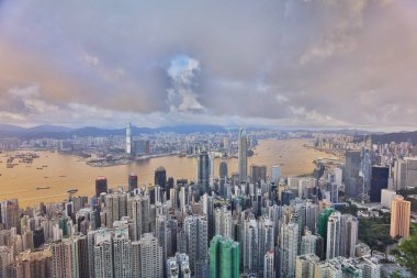 Hong kong manzarası. Victoria peak görüntülemek.