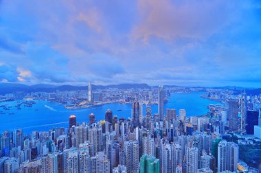  Victoria Peak üzerinden hk gece görünümü