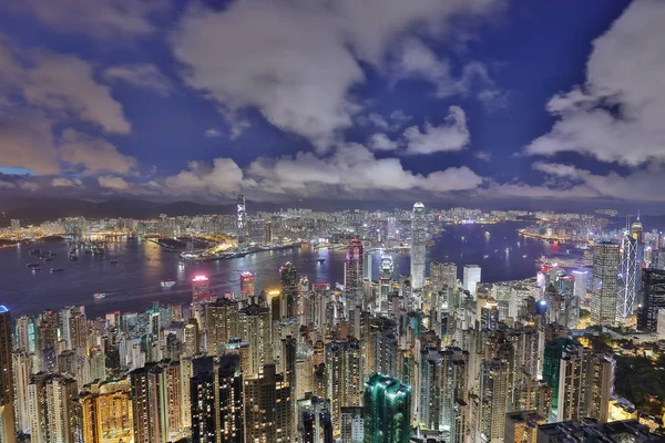 Hong kong island, přístavu victoria v noci — Stock fotografie