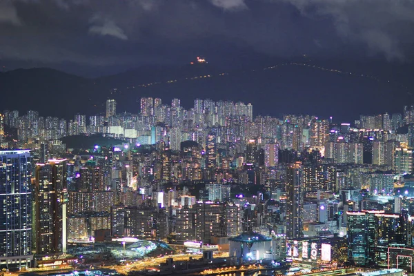Ορίζοντας του Χονγκ Κονγκ στο victoria peak 2017 — Φωτογραφία Αρχείου