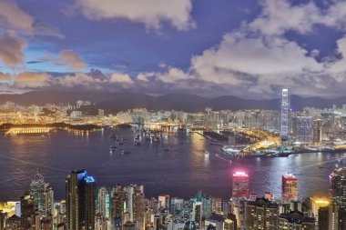 Victoria Peak HK şehir manzarası.