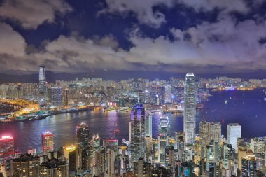 Victoria Peak HK şehir manzarası.