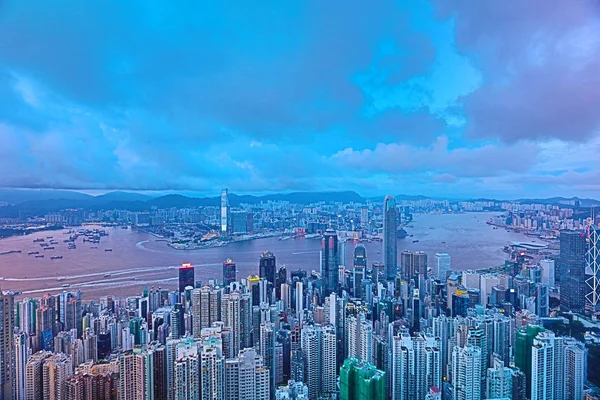 gece Hong Kong Adası iş bölgesi