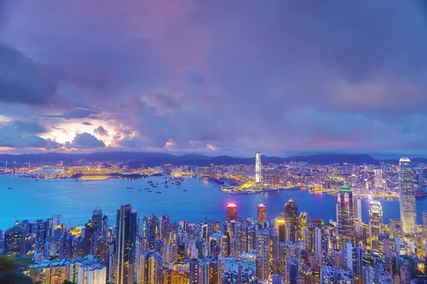 gece Hong Kong Adası iş bölgesi