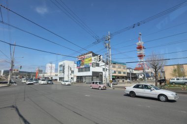 Sokak Kamui bölgesinde, Asahikawa Hokkaido, Japonya.