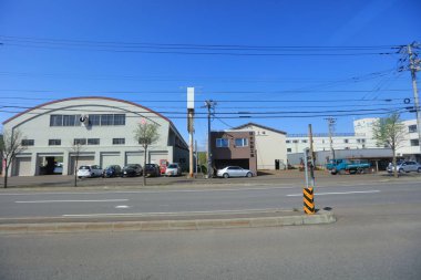 Sokak Kamui bölgesinde, Asahikawa Hokkaido, Japonya.