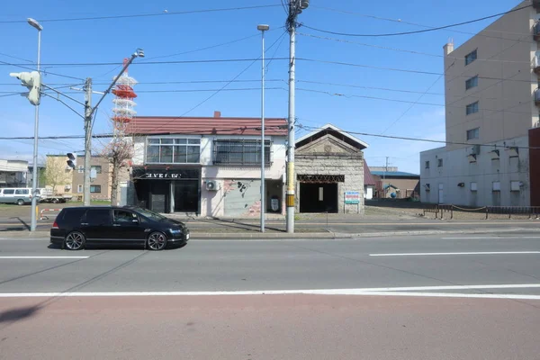 Calle en el distrito Kamui, Asahikawa Hokkaido, Japón . — Foto de Stock