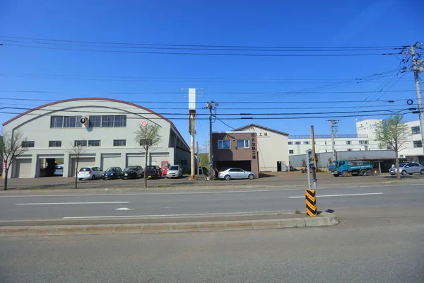 Calle en el distrito Kamui, Asahikawa Hokkaido, Japón . — Foto de Stock