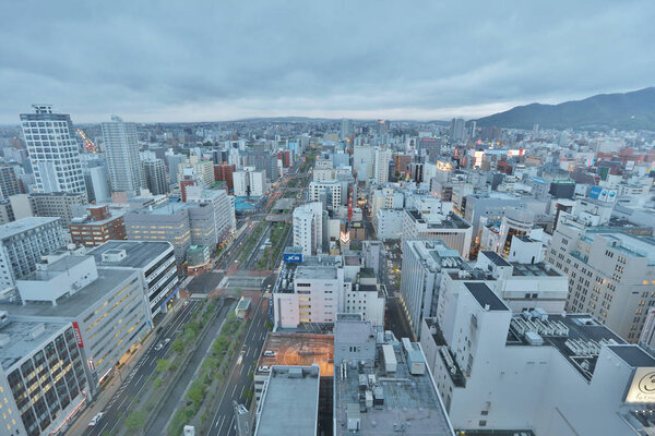 Cityscape of Sapporo, Hokkaido, Japan at Odori Park.