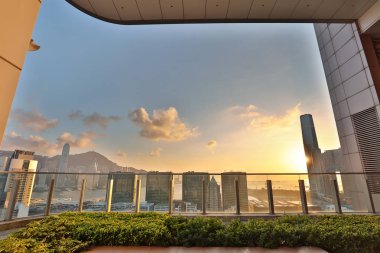  Tsim Sha Tsui bölgesi Hong Kong şehir gün batımı 