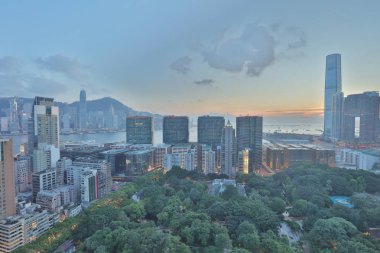  Tsim Sha Tsui bölgesi Hong Kong şehir gün batımı 