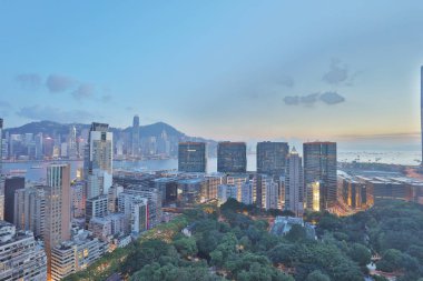 Tsim Sha Tsui bölgesi Hong Kong şehir gün batımı 