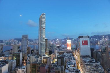 Tsim Sha Tsui bölgesi Hong Kong şehir gün batımı 