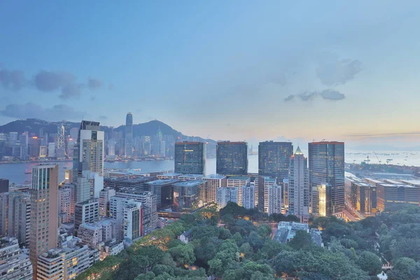 尖沙咀地区香港城市日落 — 图库照片