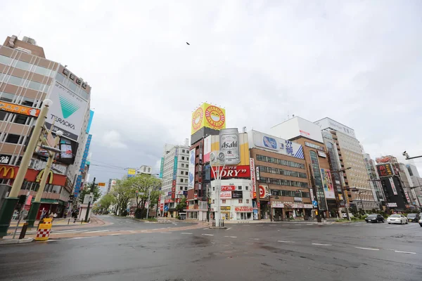 Zona Sapporo Susukino attraversata nel pomeriggio — Foto Stock