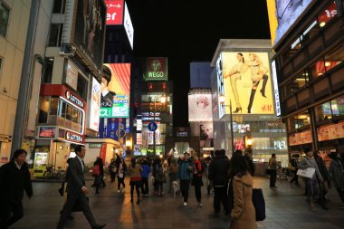  Gece sahne elektrik işaretler, Nanba, Osaka, Japonya
