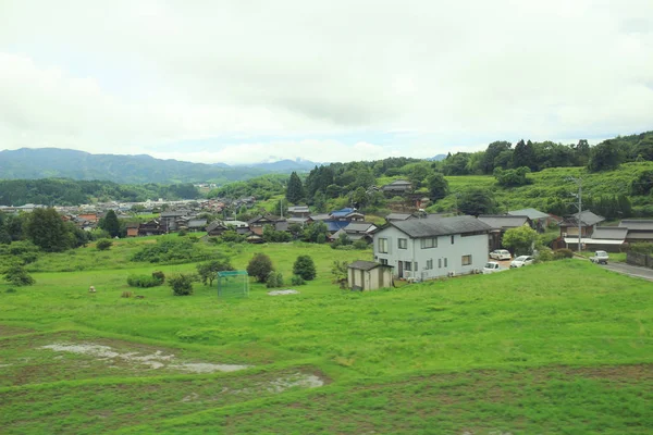 La vista de la granja desde el tren en Yamaguchi — Foto de Stock