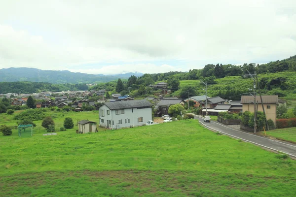 La vista de la granja desde el tren en Yamaguchi — Foto de Stock
