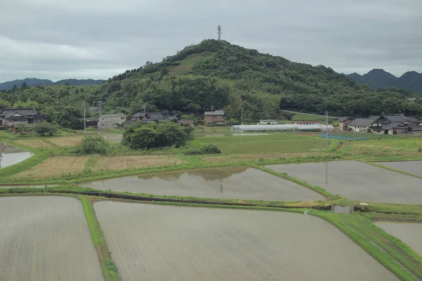 Farma pohled z vlaku na Jamaguči — Stock fotografie