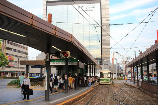 La estación de tranvía de la estación de Hiroshima — Foto de Stock