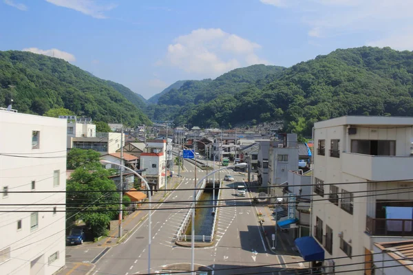 広島、列車の窓からの眺め — ストック写真