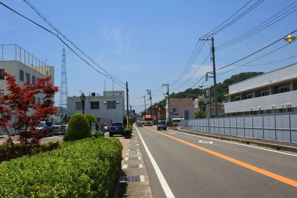 Uitzicht vanuit het raam van de trein, Hiroshima — Stockfoto