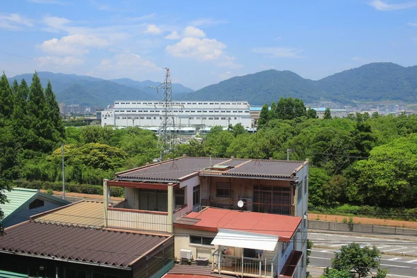 Widok z okna pociągu, Hiroshima — Zdjęcie stockowe